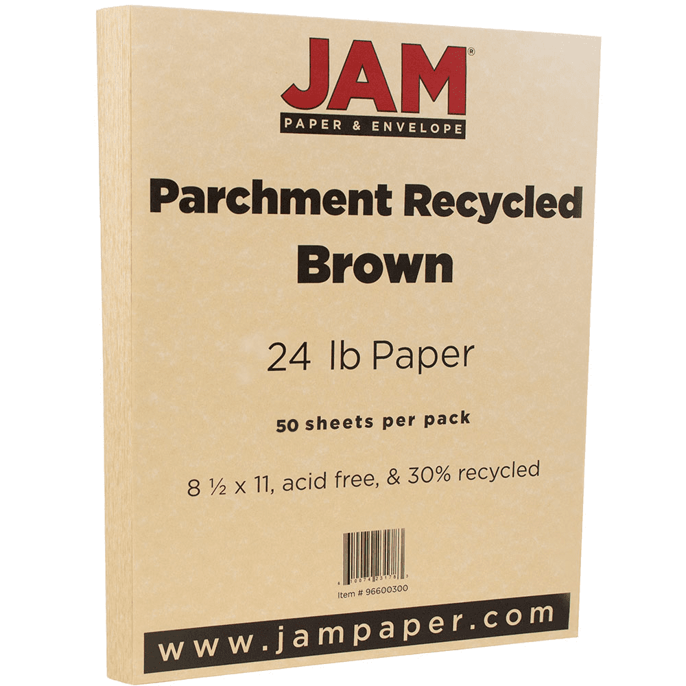 JAM Parchment Paper, 8.5x11, 50/Pack, 24lb Brown Recycled
