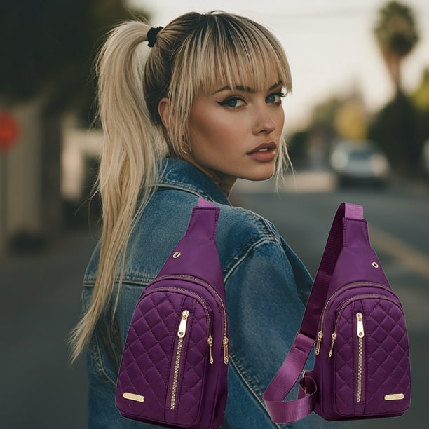 pstuiky Bolso bandolera de viaje moderno para mujer de gran capacidad de tela impermeable práctico bolso cruzado frontal.