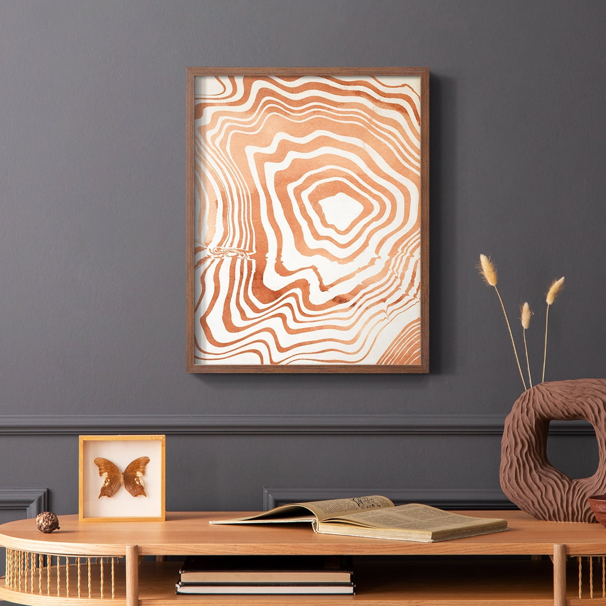 Wood Grain Suminagashi I Framed Print - Solid Wood in Single Picture Frame Solid Wood 2 Framed Print