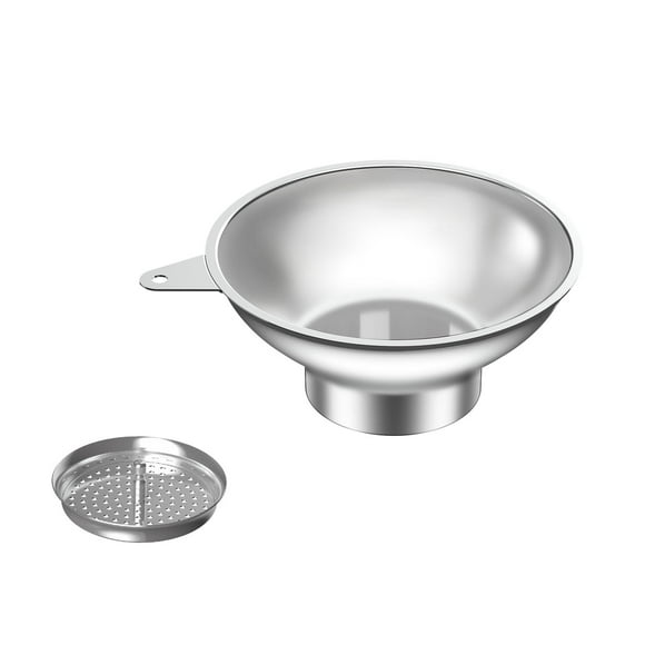 Embudo de Metal Nomatox Grande con Colador para Transferir Leche, Zumo y Aceites