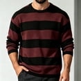 thumbnail image 2 of SEROYE Mens Knit Sweaters Color Block Wide Horizontal Striped Long Sleeve Crewneck Ribbed Trim Pullover Casual Tops (L, Wine), 2 of 10