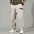 thumbnail image 2 of Men's Hiking Cargo Pants, Casual Trousers Joggers, Elastic Waist Drawstring Straight Leg, Quick Dry Lightweight Breathable, Multi-Pocket Workwear Outdoor, Summer | AKLJWH,White 3XL, 2 of 9