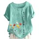 thumbnail image 1 of Vestidos Casuales Para Mujer, Blusas De Mujer De Moda Camiseta informal de verano con cuello redondo, manga corta y botones estampados para mujer, 1 of 4