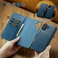 thumbnail image 3 of For iPhone 16 DG.MING Crazy Horse Texture Detachable Magnetic Leather Phone Case,Blue,For iPhone 16, 3 of 9