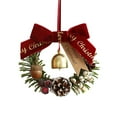 thumbnail image 2 of 4" Mini Christmas Wreath,Christmas Cabinet Wreath for Kitchen with Bows,Pinecones,Nuts,Berries and Bell - Small Hanging Artificial Wreath for Window Home Chair Front Door Wall Indoor,Dark Red #01, 2 of 4