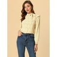 thumbnail image 2 of INSPIRE CHIC Women's Side Bow Tie Neck Long Sleeve Floral Ruffled Blouse, 2 of 6