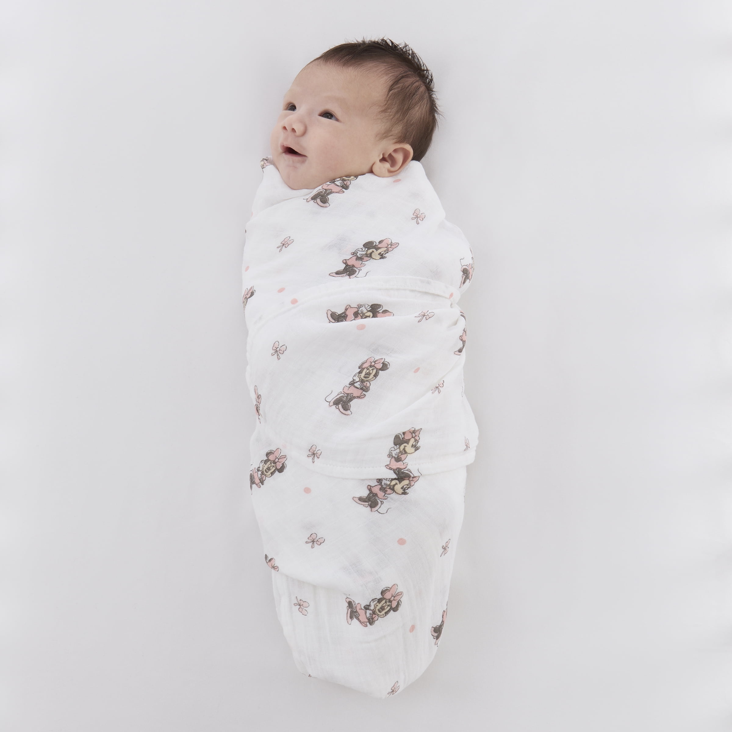 Minnie Mouse 2-Pack 100% Cotton Muslin Swaddle Blankets, Pink for Infant Girls