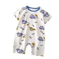 thumbnail image 2 of Zwiiyzr 0-2T Infant's Summer Romper Boys and Girl Baby Botton Short Sleeve Round Neck Cute Solid Shorts Rompers White, 2 of 4