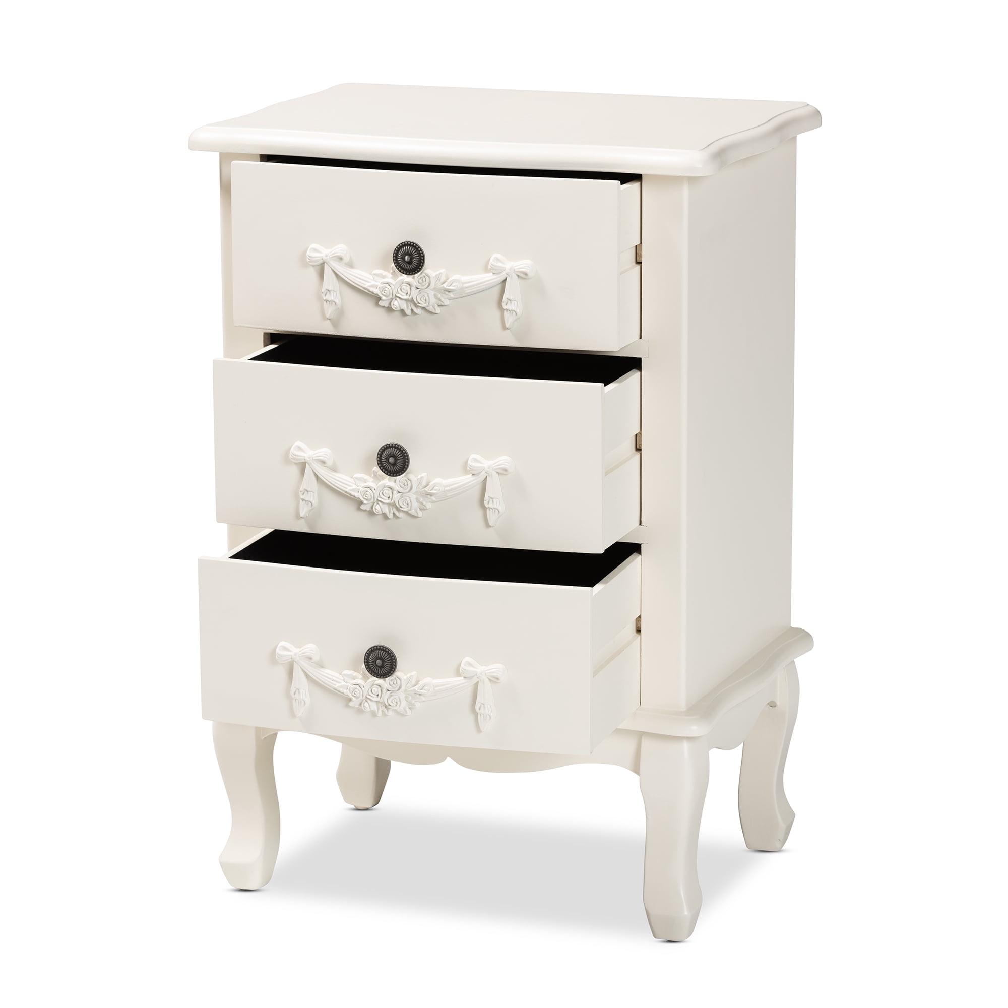 Baxton Studio Callen Classic and Traditional White Finished Wood 3-Drawer End Table