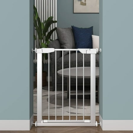 ALLAIBB Walk Through Baby Gate Auto Close Tension White Metal Child Pet ...