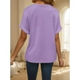 thumbnail image 2 of Weardear Womens V Neck T Shirt Cap Short Sleeve Tops Casual Loose Fit Fall Shirt, 2 of 5