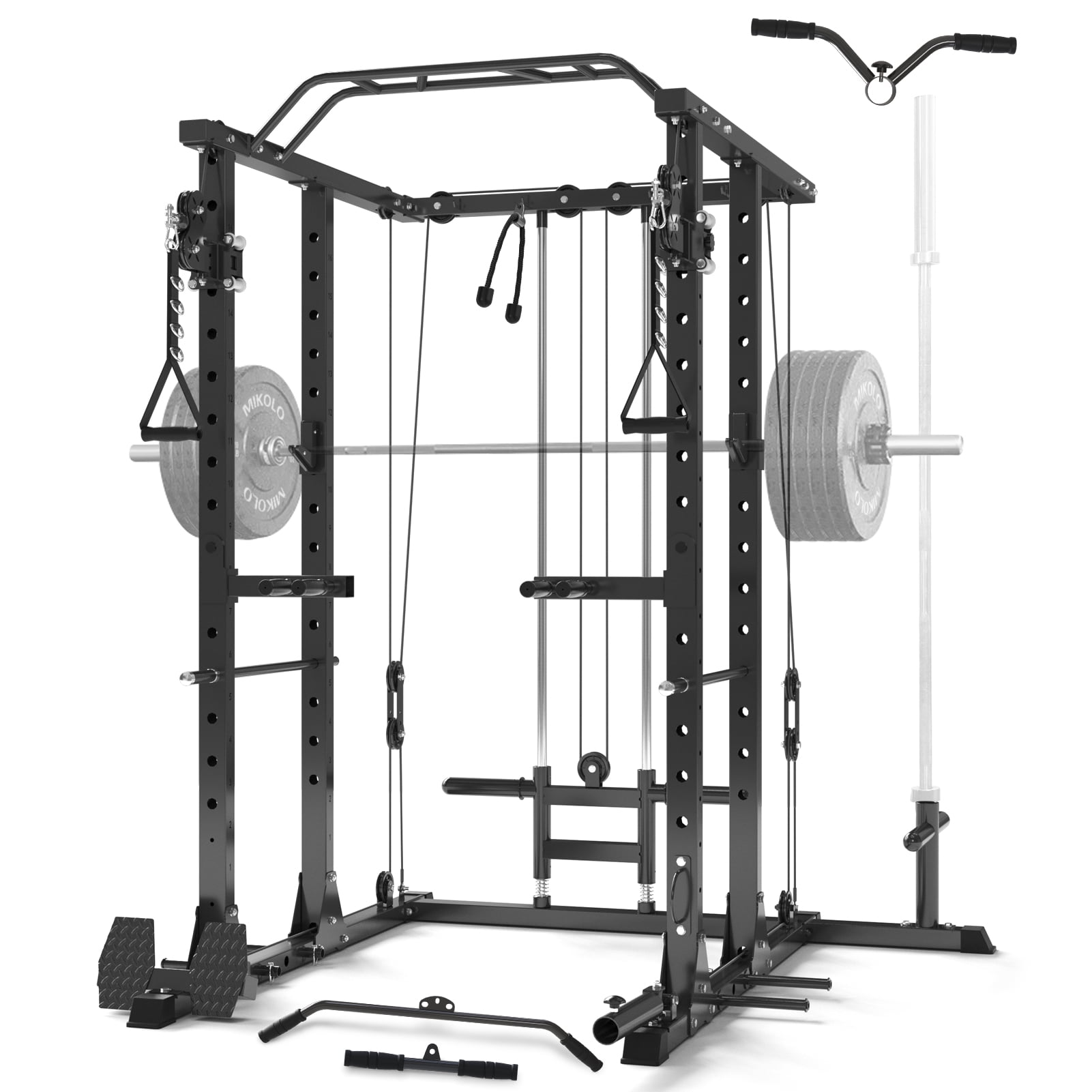 gids Rekwisieten Ruim Mikolo Power Rack Cage, 1500 lbs Weight Rack with Cable Crossover  Machine,Multi-Function Squat Rack with J Hooks,Dip Bars and Landmine for  Home Gym (Black) - Walmart.com
