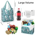 thumbnail image 3 of 5 Pack Foldable Shopping Bag,Blue Christmas Polar Bear Pattern Reusable Grocery Bags with Pockets,Large Reusable Tote Bags with Handles Waterproof & Lightweight, 3 of 6