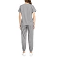 thumbnail image 6 of Jogger Scrubs Set for Women, V Neck Short Sleeve Solid Medical Uniform with Functional Pockets for Nurse Spa Vet Gray-F XL(XL), 6 of 6