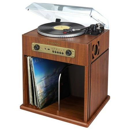 Studebaker Stereo Turntable With Bluetooth Receiver And Record Storage Cabinet Studebaker Stereo Turntable With Bluetooth Receiver And Record Storage Cabinet