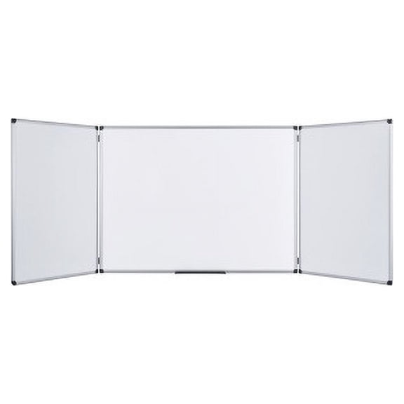 MasterVision Trio Magnetic Whiteboard 36" White Surface - Rectangle - Assembly Required - 1 Each