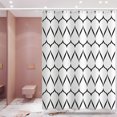 thumbnail image 4 of 1 Cortina de ducha de tela de poliéster moderna para baño - Lavable a máquina y resistente al agua - 71" x 7" (180x180cm) - Negro/Blanco JAMW Sencillez, 4 of 5