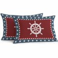 thumbnail image 2 of Nautical Rudder Lumbar Pillow Covers 20x12 Inch Set of 2, Red Navy Blue Coastal Stars Ocean Waterproof Outdoor Pillow Covers, Decorative Cushion Pillowcases for Couch, Sofa, Bed, Garden, Patio, 2 of 9