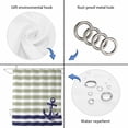 thumbnail image 5 of Striped Anchor Waterproof Fabric Shower Curtain,Navy Blue Nautical Sage Green Geometric Waterproof Fabric Shower Curtain for Bathroom Curtains Bathtubs Shower Curtains with 12 Hooks Long 72x78in, 5 of 8