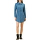 thumbnail image 1 of INSPIRE CHIC Camisa vestido de botones con cuello y cinturón de manga enrollada para mujer XS azul, 1 of 5