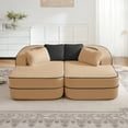 thumbnail image 3 of 77.2" Teddy Fabric, No Assembly, 32D High Density Sponge Boneless Sofa, Fluffy Comfy Couch with Double Chaises, Sleeper Sofa, Contrast Color Design, Symmetrical Aesthetics for Living Room (Grey), 3 of 11
