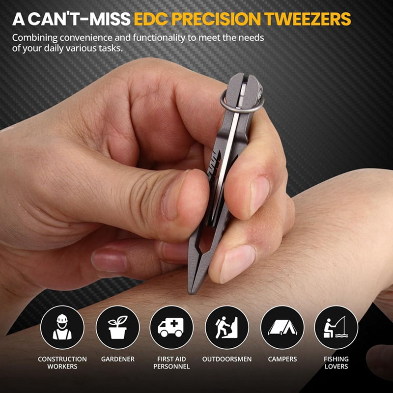 2X Tweezers Multitool,  Tweezer with Pocket Knife, 2 in 1 Titanium Small Keychain Tweezers for Craft,Soldering