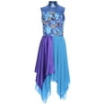 thumbnail image 3 of YiZYiF Women Print Sleeveless Liturgical Praise Dance Worship Tunic Chiffon Asymmetrical Dress Blue XXL, 3 of 7