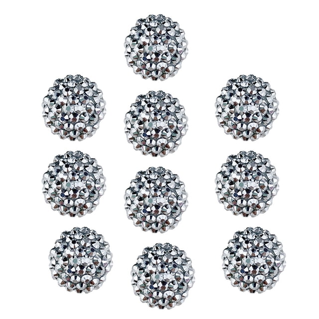10 cuentas de 20 mm con agujeros grandes, brillantes, coloridas, para joyería, fabricación de joyas, bolígrafos, llaveros, collares, redondas y brillantes.