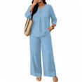 thumbnail image 3 of Lounge Sets for Women 2 Piece Sets 3/4 Sleeve Tops Wide Leg Pants Summer Spring Vacation Travel Outfits Fashion Clothing, 3 of 5