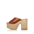 thumbnail image 3 of AQUA Womens Brown 2-1/2" Platform Comfort July Round Toe Block Heel Slip On Leather Espadrille Shoes 8.5, 3 of 4