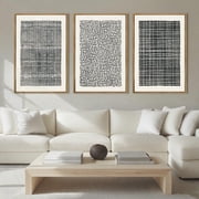 HPNIUB Geometric Line Framed Canvas Wall Art Modern Abstract Minimalist Painting Neutral Decor Set of 3 for Living Room Bedroom Office 24x36 Inch