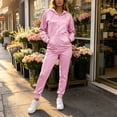 thumbnail image 2 of Women 2 Piece Fleece Tracksuit Zip Up Long Sleeve Hoodies Elastic Waist Joggers Fall Athletic Running Casual Outfits S-3XL, 2 of 7