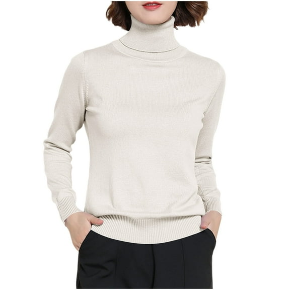 Womens Fall Sweaters 2025 Turtleneck Long Sleeve Knit Tops Trendy Warm Soft Jumper Wool Pullover Sweater