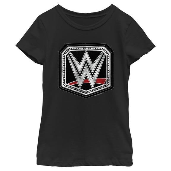 Girl's WWE World Heavyweight Champion Logo Graphic Tee Black Medium