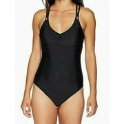 Speedo Womens Swimwear Medium Removeable Cups Strappy One-Piece Black M