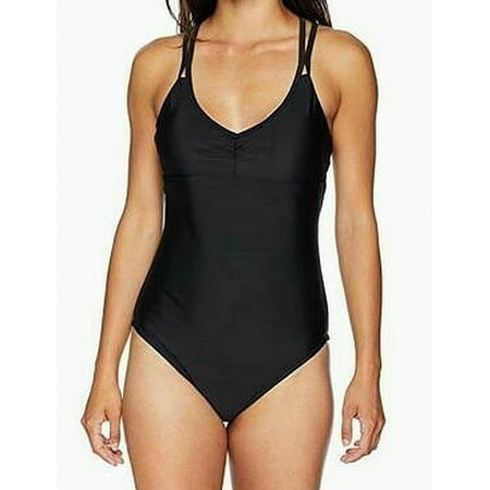 Speedo Womens Swimwear Medium Removeable Cups Strappy One-Piece Black M