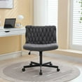 thumbnail image 3 of Luku Contemporary Criss Cross Office Chair on Wheels, Armless Wide Seat, 360° Swivel, Height Adjustable for Home Office, Study, and Vanity Use, 3 of 7