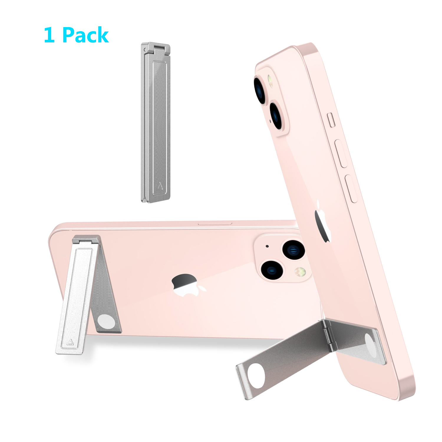 Allytech Kickstand for Phone Attachment [1 PCS], [Ultra Slim Metal Phone Holder][Vertical and Horizontal Stand] [Adjustable Angle] [Easy to Install] Compatible with All Mobile Phone, Silver