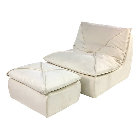 Uvita Style Sofa, Oversized Armless Fireside Chair, Ergonomic Lazy Floor Couch, Lazy Chair Couch Floor Seating with Ottoman (Cream White)
