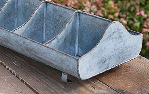 Classic Galvanized Reproduction Feed Trough Caddy with Handle 10 compartments 