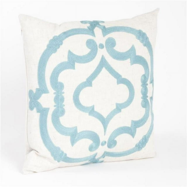 SARO 4250.SE17S 17 in. Rue Serret Square Embroidered Motif Down Filled Throw Pillow - Sea Green