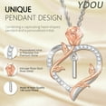 thumbnail image 2 of Ydou Rose Heart Initial Necklace for Women, 14K White Gold Plated Love Heart Letters with Rose Flower Pendant Necklace for Women, 2 of 9