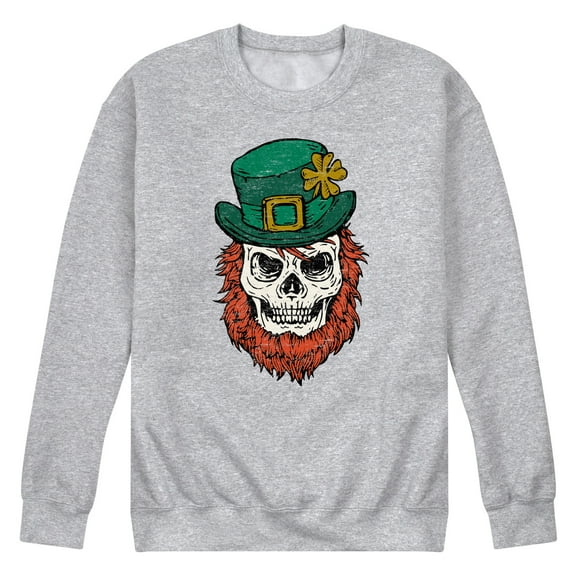 Instant Message - Leprechaun Skull - Men's Crew Neck Fleece Pullover