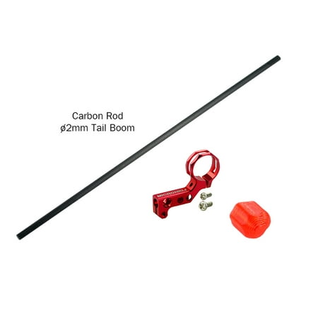 Microheli Aluminum Tail Motor Mount w/ Carbon Boom (RED) - BLADE Nano CPS / S2 / S3