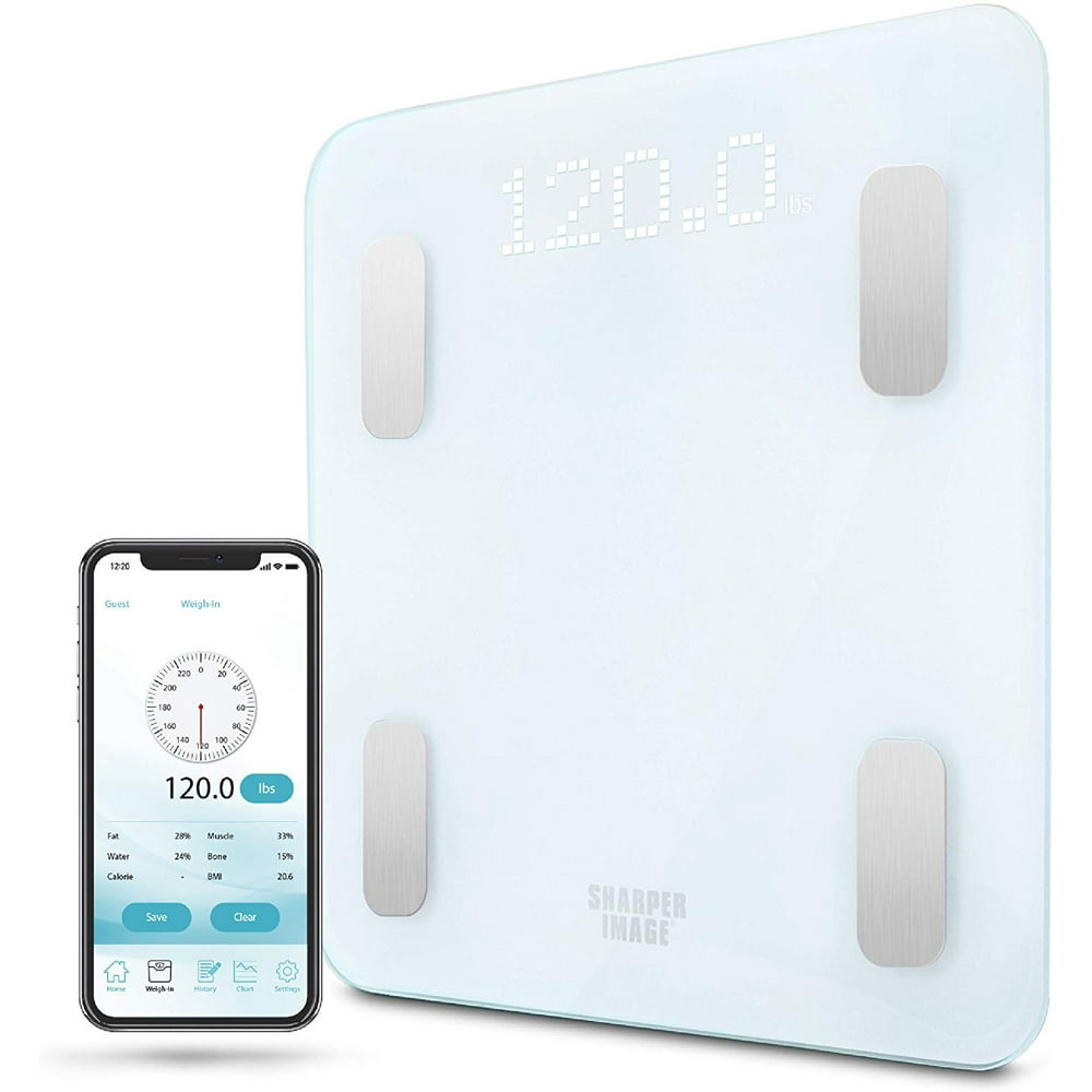 SHARPER IMAGE Digital Bathroom Scale, Tracks Weight, Body Fat & BMI