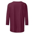 thumbnail image 4 of ZyeKqe 3/4 Sleeve T Shirts for Women Round Neck Summer Tops Solid Color Casual Comfy Tees, 4 of 5