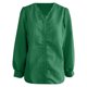 thumbnail image 5 of Blusa de manga larga con cuello en V y volantes para mujer - Camisa elegante con encaje floral y botones, 5 of 5