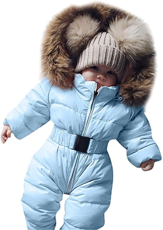 Baby Hooded Fleece Romper Snowsuit Infant Onesies Jumpsuit Fall Winter Outwear Outfits 