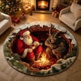 thumbnail image 7 of 3D Santa Campfire Round Rug - Soft Non-Slip Washable Floor Mat for Living Room, Bedroom Entryway & Festive Holiday Decor, 7 of 7