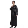 thumbnail image 6 of Fewfanhot Men's Long Sleeve Muslim Thobe, Solid Color Collared Kaftan Robe, Traditional Islamic Jubba with Pockets, S-3XL, 6 of 9